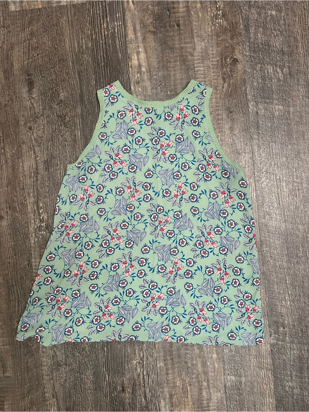 LOFT Mint Floral Womens' Tank Top with Pink & Blue Accents